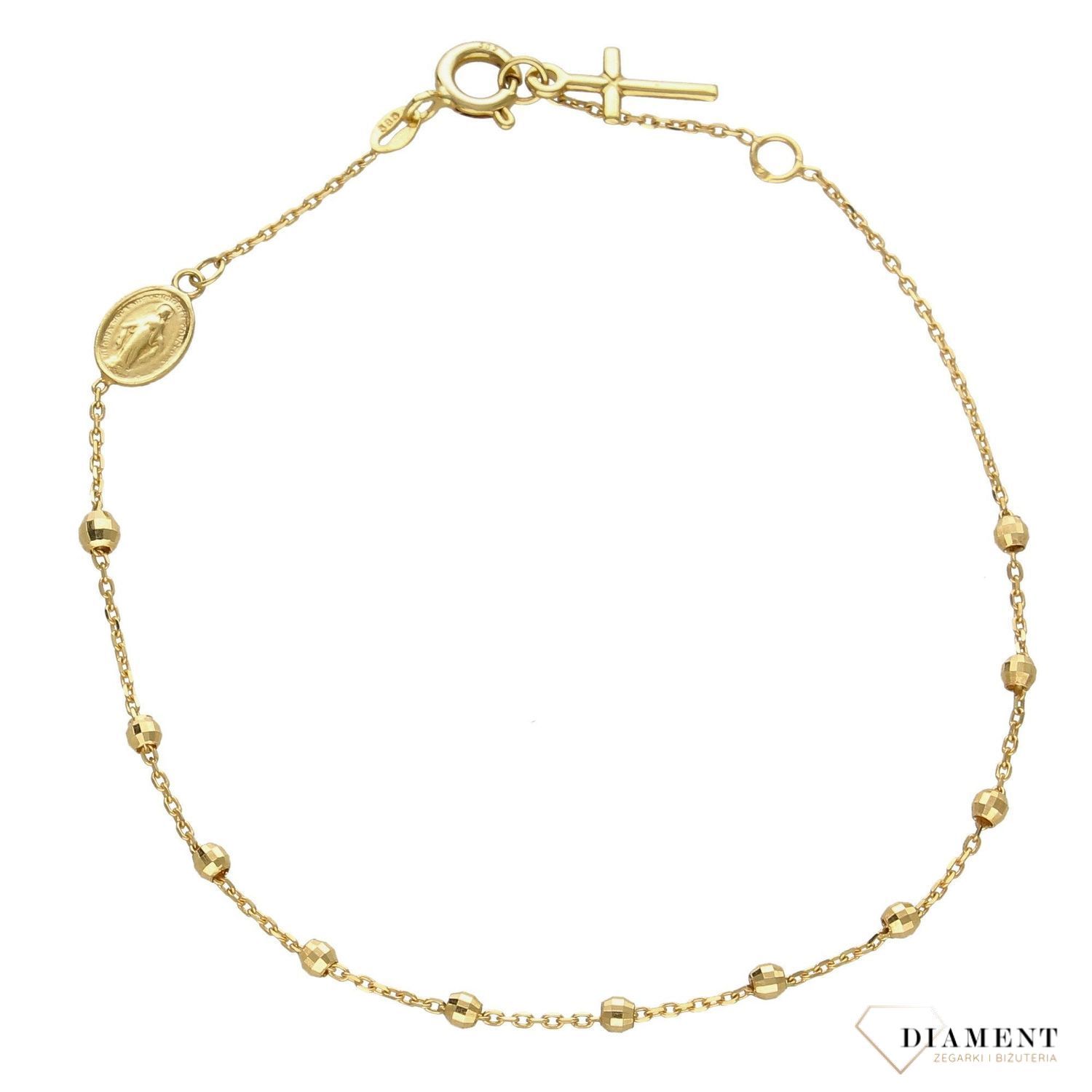 Złota bransoletka damska krzyżyk z medalikiem 585 żółte złoto BRA 000000 261 585 (2).jpg